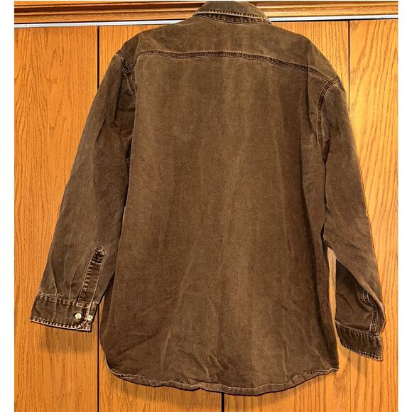 Vtg Carhartt Shirt Mens XL Choclate Brown Flap Pockets Heavy Canvas 90's Y2k - Picture 4 of 8